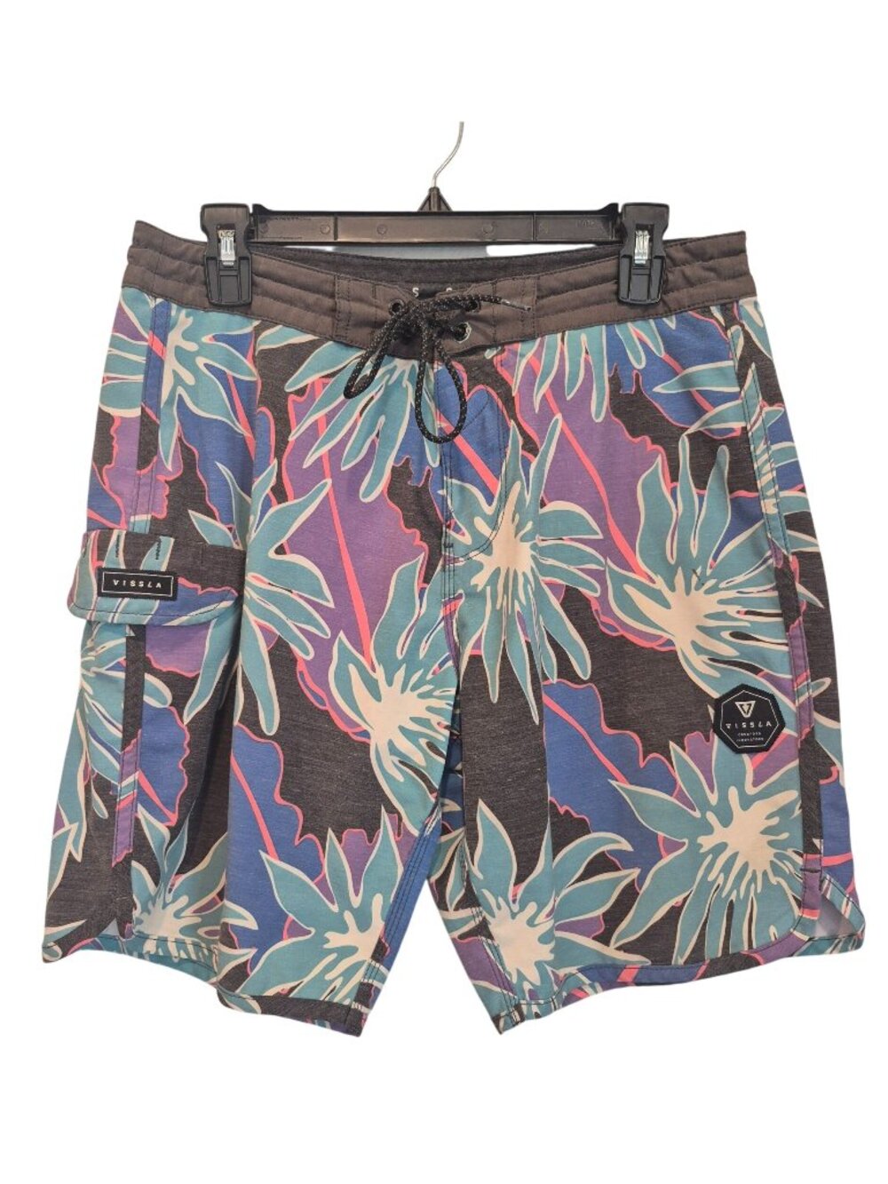 Vissla Mens Tropical Floral Boardshorts Size 31 Gray Blue Beach Summer Swim